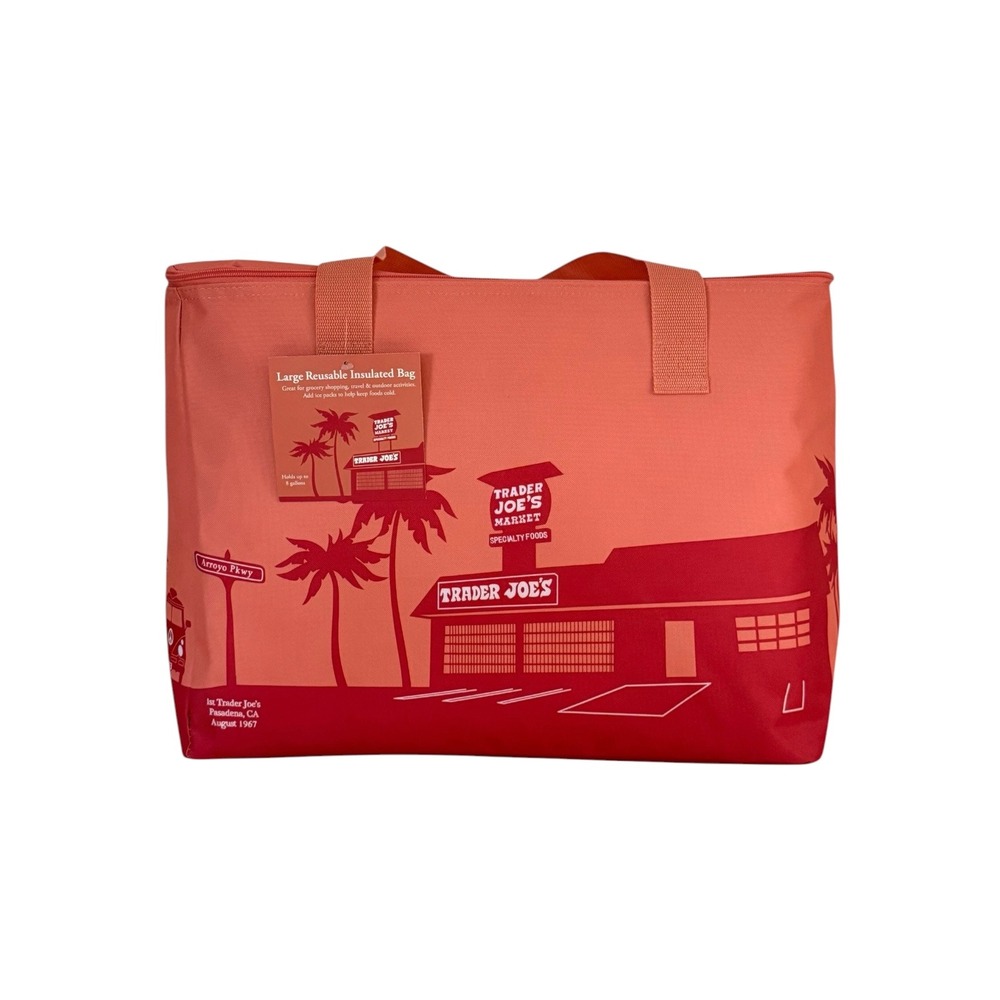 Trader Joes Extra Large Cooler Reusable Insulated Bag Coral Peach 8 Gallon